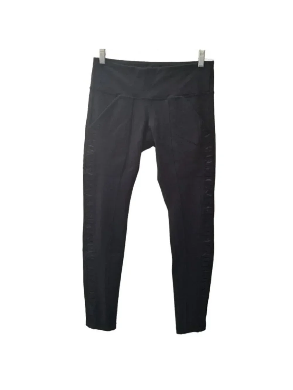 𝅺lululemon Black Side  Satin Ruffle Leggings 8